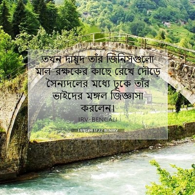 Picture 07 - 1 চমূৱেল 17:22 BENIRV - তখন দায়ূদ তাঁর - Bible Verse Picture
