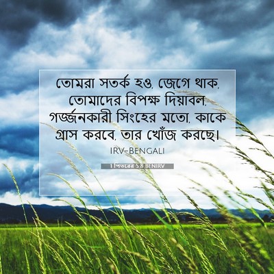 Picture 07 - 1 পিতরের 5:8 BENIRV - তোমরা সতর্ক হও, - Bible Verse Picture