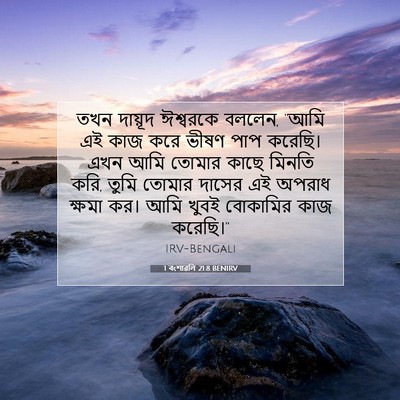 Picture 07 - 1 বংশাৱলি 21:8 BENIRV - তখন দায়ূদ - Bible Verse Picture