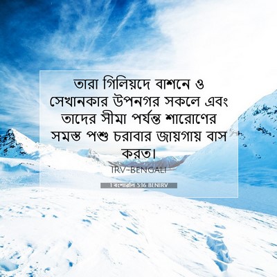 Picture 07 - 1 বংশাৱলি 5:16 BENIRV - তারা গিলিয়দে - Bible Verse Picture