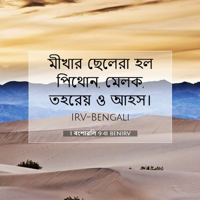 Picture 07 - 1 বংশাৱলি 9:41 BENIRV - মীখার ছেলেরা হল - Bible Verse Picture