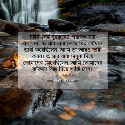 Picture 07 - 1 ৰাজাৱলী 12:14 BENIRV - তিনি সেই যুবকদের - Bible Verse Picture