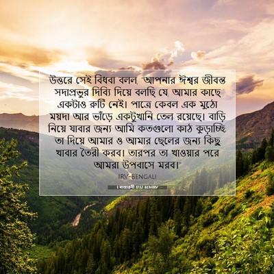 Picture 07 - 1 ৰাজাৱলী 17:12 BENIRV - উত্তরে সেই বিধবা - Bible Verse Picture