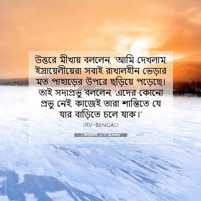 Picture 07 - 1 ৰাজাৱলী 22:17 BENIRV - উত্তরে মীখায় - Bible Verse Picture