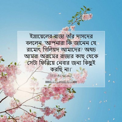 Picture 07 - 1 ৰাজাৱলী 22:3 BENIRV - ইস্রায়েলের রাজা - Bible Verse Picture