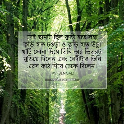 Picture 07 - 1 ৰাজাৱলী 6:20 BENIRV - সেই স্থানটা ছিল - Bible Verse Picture