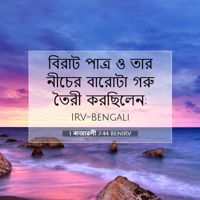 Picture 07 - 1 ৰাজাৱলী 7:44 BENIRV - বিরাট পাত্র ও তার - Bible Verse Picture