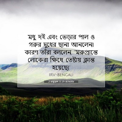 Picture 07 - 2 চমূৱেল 17:29 BENIRV - মধু, দই এবং ভেড়ার - Bible Verse Picture