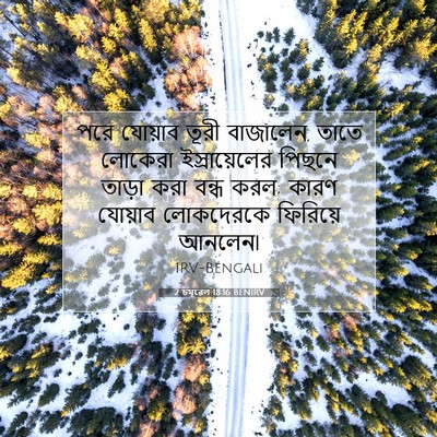 Picture 07 - 2 চমূৱেল 18:16 BENIRV - পরে যোয়াব তূরী - Bible Verse Picture