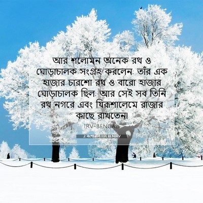 Picture 07 - 2 বংশাৱলি 1:14 BENIRV - আর শলোমন অনেক রথ ও - Bible Verse Picture