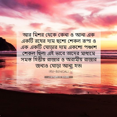 Picture 07 - 2 বংশাৱলি 1:17 BENIRV - আর মিশর থেকে কেনা ও - Bible Verse Picture