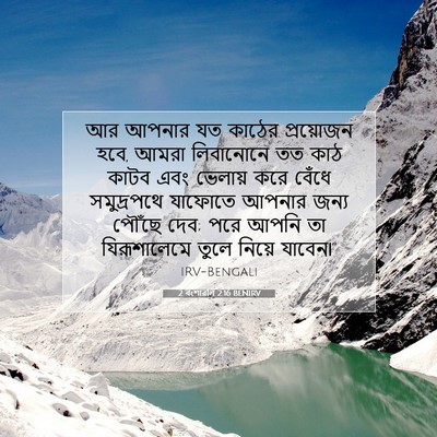 Picture 07 - 2 বংশাৱলি 2:16 BENIRV - আর আপনার যত কাঠের - Bible Verse Picture