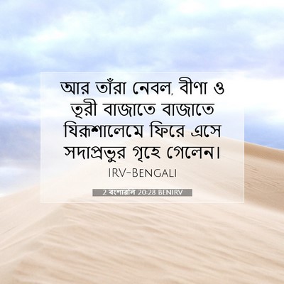 Picture 07 - 2 বংশাৱলি 20:28 BENIRV - আর তাঁরা নেবল, বীণা - Bible Verse Picture