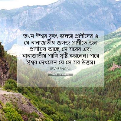 Picture 07 - আদি 1:21 BENIRV - তখন ঈশ্বর বৃহৎ জলজ - Bible Verse Picture