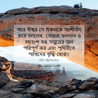 Picture 07 - আদি 1:22 BENIRV - আর ঈশ্বর সে সকলকে - Bible Verse Picture