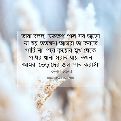 Picture 07 - আদি 29:8 BENIRV - তারা বলল, “যতক্ষণ - Bible Verse Picture