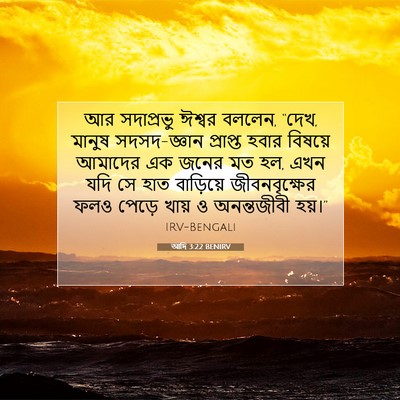 Picture 07 - আদি 3:22 BENIRV - আর সদাপ্রভু ঈশ্বর - Bible Verse Picture