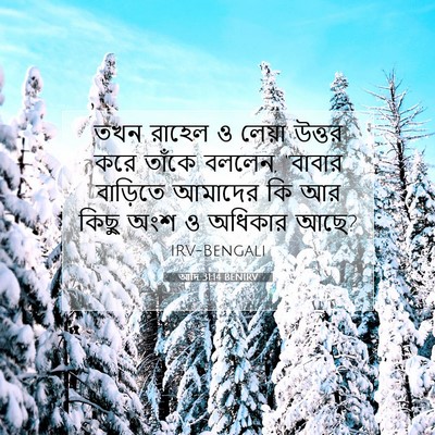Picture 07 - আদি 31:14 BENIRV - তখন রাহেল ও লেয়া - Bible Verse Picture