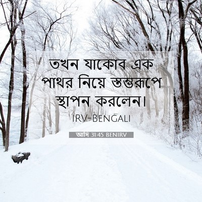 Picture 07 - আদি 31:45 BENIRV - তখন যাকোব এক পাথর - Bible Verse Picture