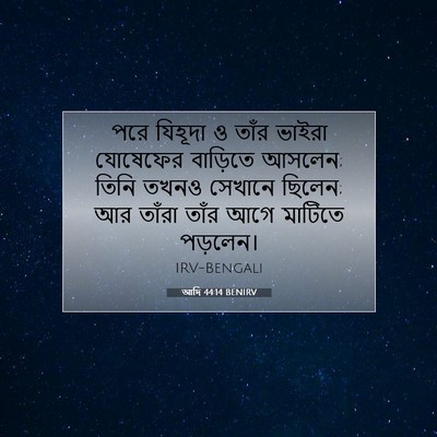 Picture 07 - আদি 44:14 BENIRV - পরে যিহূদা ও তাঁর - Bible Verse Picture