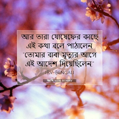 Picture 07 - আদি 50:16 BENIRV - আর তারা যোষেফের - Bible Verse Picture