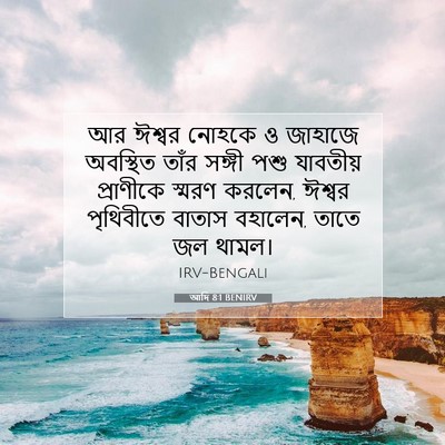 Picture 07 - আদি 8:1 BENIRV - আর ঈশ্বর নোহকে ও - Bible Verse Picture