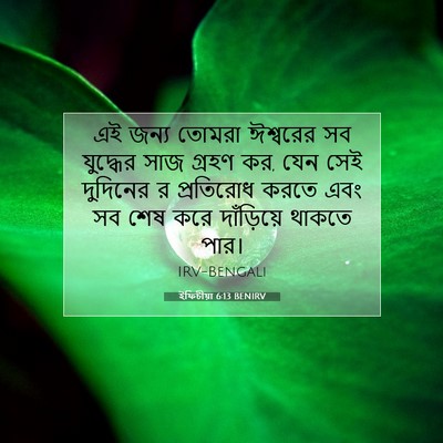 Picture 07 - ইফিচীয়া 6:13 BENIRV - এই জন্য তোমরা - Bible Verse Picture
