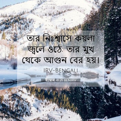 Picture 07 - ইয়োব 41:21 BENIRV - তার নিঃশ্বাসে - Bible Verse Picture