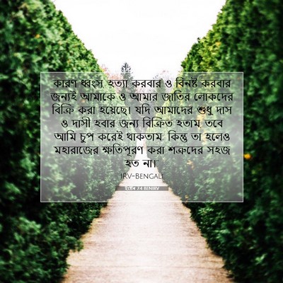 Picture 07 - ইষ্টেৰ 7:4 BENIRV - কারণ ধ্বংস, হত্যা - Bible Verse Picture