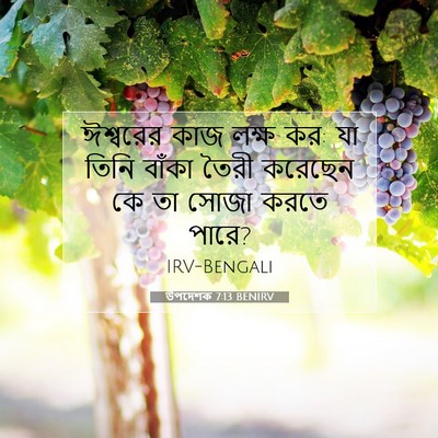 Picture 07 - উপদেশক 7:13 BENIRV - ঈশ্বরের কাজ লক্ষ - Bible Verse Picture