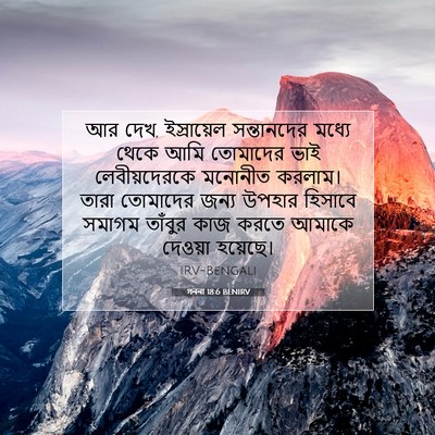 Picture 07 - গননা 18:6 BENIRV - আর দেখ, ইস্রায়েল - Bible Verse Picture