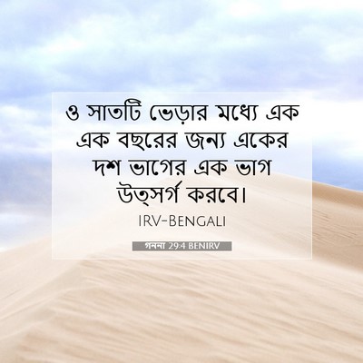 Picture 07 - গননা 29:4 BENIRV - ও সাতটি ভেড়ার - Bible Verse Picture