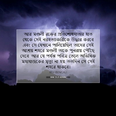 Picture 07 - গননা 35:25 BENIRV - আর মণ্ডলী রক্তের - Bible Verse Picture