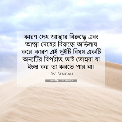 Picture 07 - গালাতীয়া 5:17 BENIRV - কারণ দেহ আত্মার - Bible Verse Picture