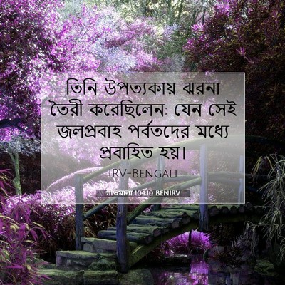 Picture 07 - গীতমালা 104:10 BENIRV - তিনি উপত্যকায় - Bible Verse Picture