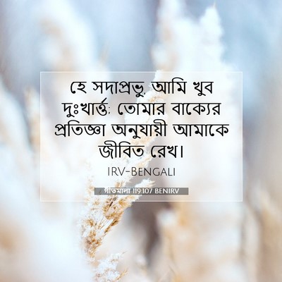 Picture 07 - গীতমালা 119:107 BENIRV - হে সদাপ্রভুু, আমি - Bible Verse Picture