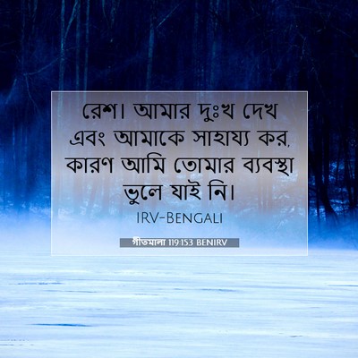 Picture 07 - গীতমালা 119:153 BENIRV - রেশ। আমার দুঃখ দেখ - Bible Verse Picture