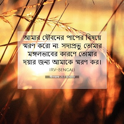 Picture 07 - গীতমালা 25:7 BENIRV - আমার যৌবনের পাপের - Bible Verse Picture