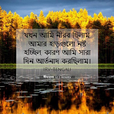 Picture 07 - গীতমালা 32:3 BENIRV - যখন আমি নীরব ছিলাম, - Bible Verse Picture
