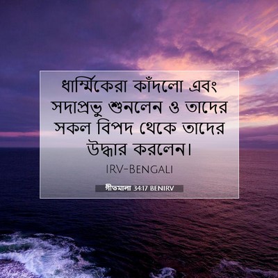 Picture 07 - গীতমালা 34:17 BENIRV - ধার্ম্মিকেরা - Bible Verse Picture