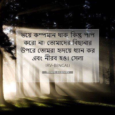 Picture 07 - গীতমালা 4:4 BENIRV - ভয়ে কম্পমান থাক, - Bible Verse Picture