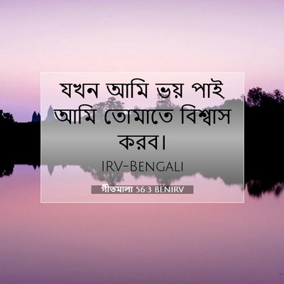 Picture 07 - গীতমালা 56:3 BENIRV - যখন আমি ভয় পাই, - Bible Verse Picture