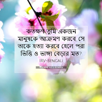 Picture 07 - গীতমালা 62:3 BENIRV - কতক্ষণ তুমি একজন - Bible Verse Picture