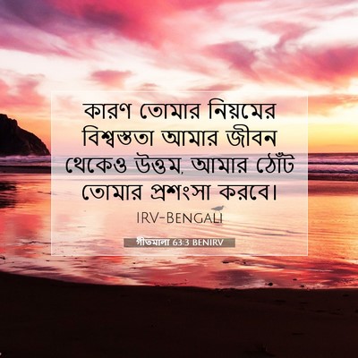 Picture 07 - গীতমালা 63:3 BENIRV - কারণ তোমার - Bible Verse Picture