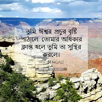 Picture 07 - গীতমালা 68:9 BENIRV - তুমি, ঈশ্বর, প্রচুর - Bible Verse Picture