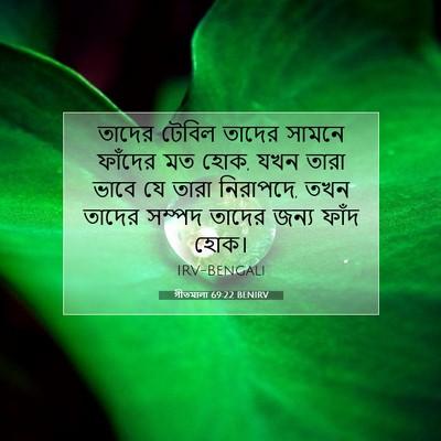 Picture 07 - গীতমালা 69:22 BENIRV - তাদের টেবিল তাদের - Bible Verse Picture