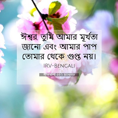 Picture 07 - গীতমালা 69:5 BENIRV - ঈশ্বর, তুমি আমার - Bible Verse Picture