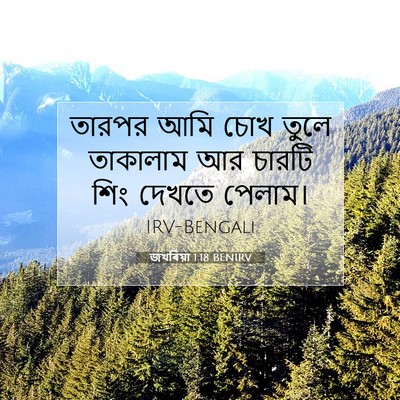 Picture 07 - জখৰিয়া 1:18 BENIRV - তারপর আমি চোখ তুলে - Bible Verse Picture