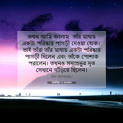 Picture 07 - জখৰিয়া 3:5 BENIRV - তখন আমি বললাম, - Bible Verse Picture