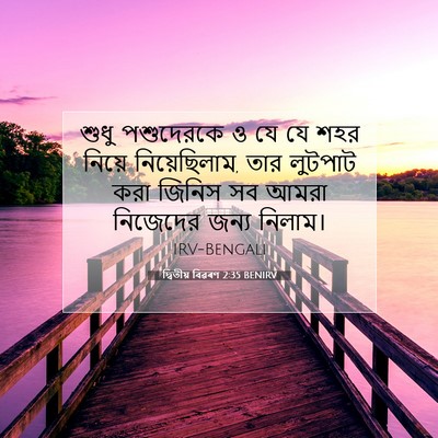 Picture 07 - দ্বিতীয় বিৱৰণ 2:35 BENIRV - শুধু পশুদেরকে ও যে - Bible Verse Picture